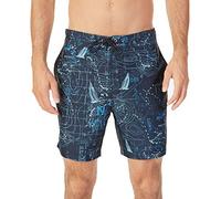 Nautica Herren Quick Dry Half Elastic Waist Printed Swim Trunk Badehose, Navy, Large