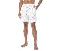 Nautica Herren, schnell trocknend, klassischer Anker-Print Badehose, Bright White, L/XL