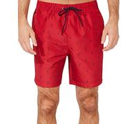 Nautica Herren, schnell trocknend, klassischer Anker-Print Badehose, Racer Red, S 7-9