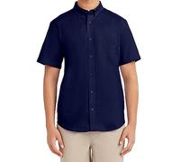 Nautica Herren Schuluniform Kurzarm Performance Oxford Shirt Hemd mit Button-Down-Kragen, Navy, X-Groß