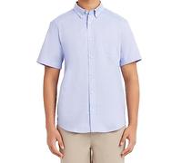 Nautica Herren Schuluniform Kurzarm Performance Oxford Shirt Hemd mit Button-Down-Kragen, Ox Blue, Klein