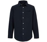 Nautica Herren Schuluniform Langarm Performance Oxford Shirt Hemd mit Button-Down-Kragen, Marineblau, L