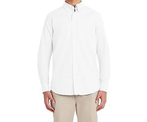 Nautica Herren Schuluniform Langarm Performance Oxford Shirt Hemd mit Button-Down-Kragen, weiß, M