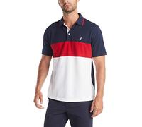 Nautica Herren Short Sleeve 100% Cotton Pique Color Block Poloshirt, Navy, L EU