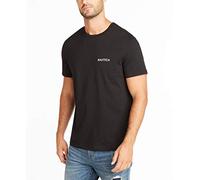 Nautica Herren Kurzärmeliges Rundhalsausschnitt T-Shirt, True Black Solid, Mittel