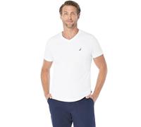 Nautica Herren Short Sleeve Solid Slim Fit V-Neck T-Shirt, Bright White, Groß