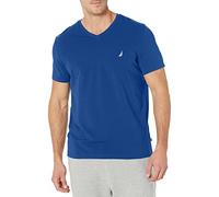 Nautica Herren T-Shirt Kurzarm Slim Fit V-Ausschnitt Einfarbig Königsblau Mittel