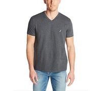 Nautica Herren Short Sleeve Solid Slim Fit V-neck T-shirt T Shirt, Holzkohle, M EU