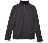 Nautica Herren Solid 1/4 Zip Fleece Sweatshirt, Charcoal Heather, L EU