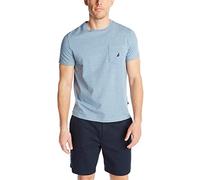 Nautica Herren Solid Crew Neck Short Sleeve Pocket T-shirt T Shirt, Deep Anchor Meliert, L EU