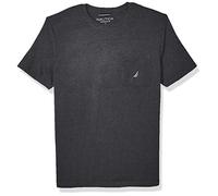 Nautica Herren Solides Rundhalsausschnitt, Kurzärmelig und Tasche T-Shirt, Dunkelgrau meliert, 3XL