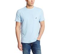 Nautica Herren Solides Rundhalsausschnitt, Kurzärmelig und Tasche T-Shirt, Noon Blue, 3XL