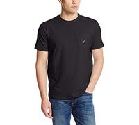 Nautica Herren Solides T-Shirt mit Rundhalsausschnitt, kurzärmelig und mit Tasche Unterhemd, schwarz, XX-Large