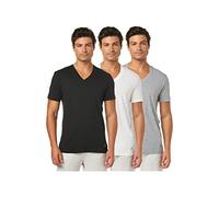 Nautica Herren Cotton V-Neck 3-Pack T-Shirt Unterhemd, Weiß/Schwarz/Grau meliert - 3er-Pack, L