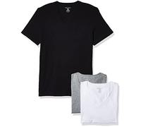 Nautica Herren 3-Pack Cotton V-Neck T-Shirt Unterwsche, Weiß/Schwarz/Grau meliert - 3er-Pack, XL