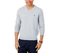 Nautica Herren Weicher und Leichter Jersey V-Ausschnitt in Klassischer Passform Pullover, Grey Heather, Groß