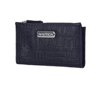 Nautica High Tide Kleine Geldbörse für Damen, RFID-blockierend, schlankes Kreditkartenetui mit Münzfach mit Reißverschluss, faltbar, kompakt, Damengeldbörse mit Ausweisfenster, Indigo (gedruckt),