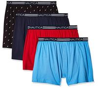 Nautica Herren 4 Pack Classic Cotton Loose Knit Boxer Boxershorts, Peacoat/Aero Blue Red/Sails Black, 4 Stück, Medium