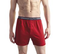 Nautica Klassische Herren-Boxershorts, Baumwolle, locker gestrickt, Nautisches Rot, Large
