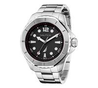 Nautica KOH May Bay Herren-Armbanduhr aus Edelstahl und schwarzem Silikonarmband (Modell: NAPKMF205), silber/schwarz, silber/schwarz, Modern