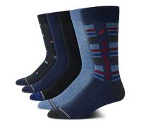 Nautica Men's Dress Socks - Lightweight Crew Socks (5 Pack), Size 6-12.5, Dark Denim Heather