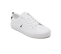 Nautica Men's Fashion Sneaker, Classic Low Top Loafer, Casual Lace-Up Shoe-Graves-White/Navy-10