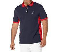Nautica Herren kurzen Ärmeln, Farbblock-Design, Piqué-Poloshirt Polohemd, Navy, X-Groß
