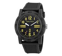 Nautica N83 Herren-Armbanduhr NAPATS303 Ayia Triada, schwarzes Weizen-PU-Faserband, Schwarz, Schwarz/Schwarz/Schwarz