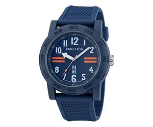 Nautica N83 Herren-Armbanduhr NAPATS306 Ayia Triada, blaues Weizen-PU-Faser-Armband und orangefarbenes Weizen-PU-Faserarmband, Blau/Blau/Blau/Orange