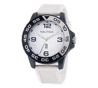 Nautica N83 Herren-Armbanduhr NAPFWS301 Finn World Weiß Weizen PU-Faserband, Blau/Weiß/Weiß
