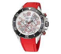 Nautica NAPNSS119 NST Herrenuhr grau/Silber/rot Silikonarmband, rot