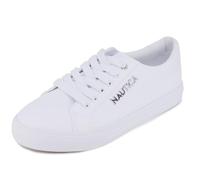 Nautica Women Thick Bottom Side Metal Logo Lace-Up Fashion Sneaker Casual Shoes-Arent-White-6.5