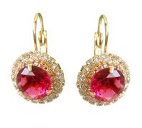 Navachi Kreolen, 18 Karat vergoldet, Kreis, Zirkonia, weiße Kristalle, Klappbügel, Stein, Zirkonia