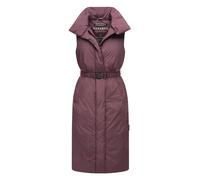 Navahoo Damen ärmellose Lange Outdoorweste warme Winterjacke aus recyceltem Polyester mit Taillengürte und Magnet-Flap Abendlied XIV Dusty Plum Gr. M