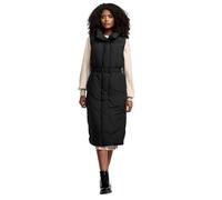 Navahoo Damen ärmellose lange Outdoorweste warme Winterjacke mit Taillengürtel und Magnet-Flap Abendlied XIV Black Gr. XS