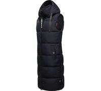 Navahoo warme Damen Winter Steppweste lang mit Kapuze Schnuffelchen Navy Gr. M