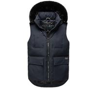 Navahoo Damen ärmellose Outdoorweste warme Winterjacke mit Kapuze und abnehmbarem Kunstfell Zimthäschen XIV Zimthäschen XIV Navy Gr. M