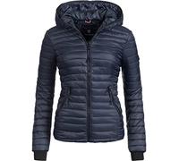 Navahoo Damen Damen leichte Übergangsjacke Steppjacke mit Kapuze Kimuk Navy Gr. XL