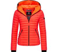 Navahoo Damen Damen leichte Übergangsjacke Steppjacke mit Kapuze Kimuk Neon Coral Gr. S