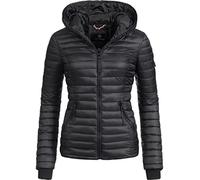 Navahoo Damen Damen leichte Übergangsjacke Steppjacke mit Kapuze Kimuk Schwarz Gr. L