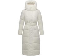 Winter Steppmantel mit Kapuze und Taillengürtel "Eisblick 14" Off White S