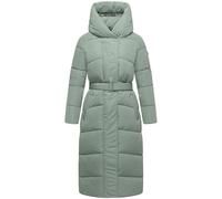 Navahoo Damen Extralanger Wintermantel warmer Steppmantel mit Taillengürtel Eisblick 14 Smokey Mint Gr. M