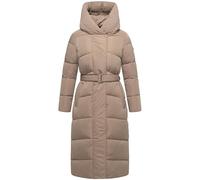 Winter Steppmantel mit Kapuze und Taillengürtel "Eisblick 14" Taupe Grey S