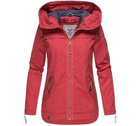 Navahoo Damen Jacke Frühling Übergangsjacke Baumwolle Parka Mantel Kapuze Wekoo XS - 3XL (DE/NL/SE/PL, Alphanumerisch, M, Regular, Regular, Rot)