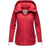 Navahoo Damen Jacke Frühling Übergangsjacke Parka Mantel Kapuze B692 [B692-Wek-Rot-Gepunktet-Gr.M]