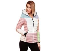 Navahoo Damen Jacke Steppjacke Übergangsjacke gesteppt Colour Blocking B841 [B841-Multikulti-Pastell-Gr.S]