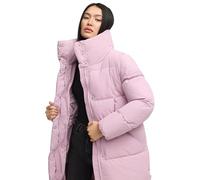 Navahoo Damen knielanger Wintermantel warmer Steppmantel mit hohem, gefütterten Kragen Wolkenkuss 14 Lilac Rose Gr. 3XL