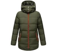 Navahoo Damen kurze Winterjacke Steppjacke warm mit abnehmbarer Kapuze Wattewölkchen Dark Olive Gr. L
