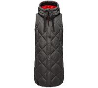 Navahoo Damen Lange Weste Steppweste Mantel-Weste mit Kapuze Long-Veste B943 [B943-Schnuck-Anthrazit-Gr.XS]