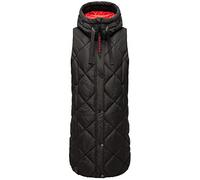 Navahoo Damen Lange Weste Steppweste Mantel-Weste mit Kapuze Long-Veste B943 [B943-Schnuck-Schwarz-Gr.S]